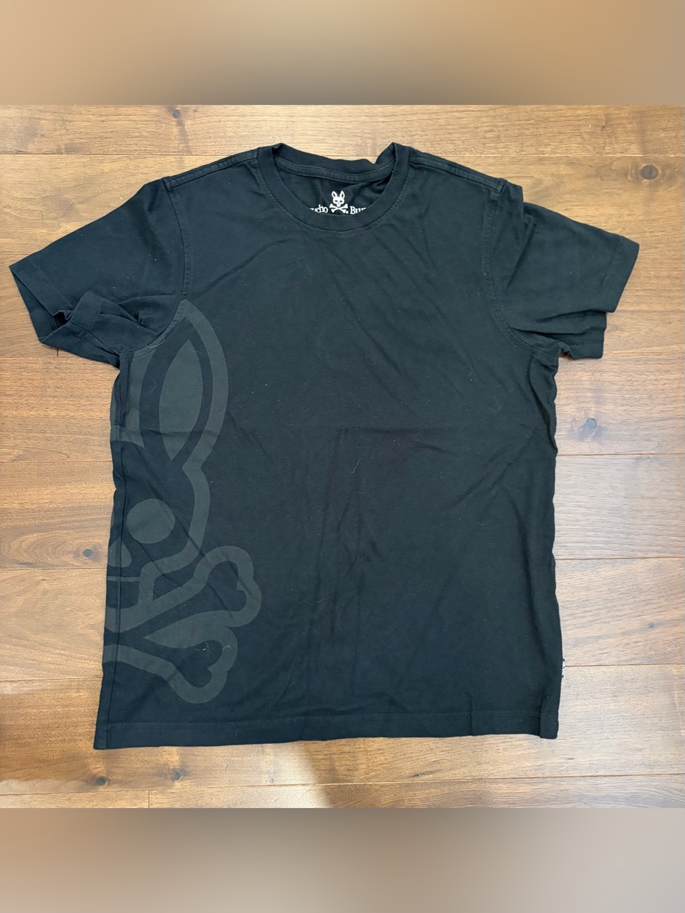 Psycho Bunny Black Short-Sleeve Tee with Tonal Bunny Graphic